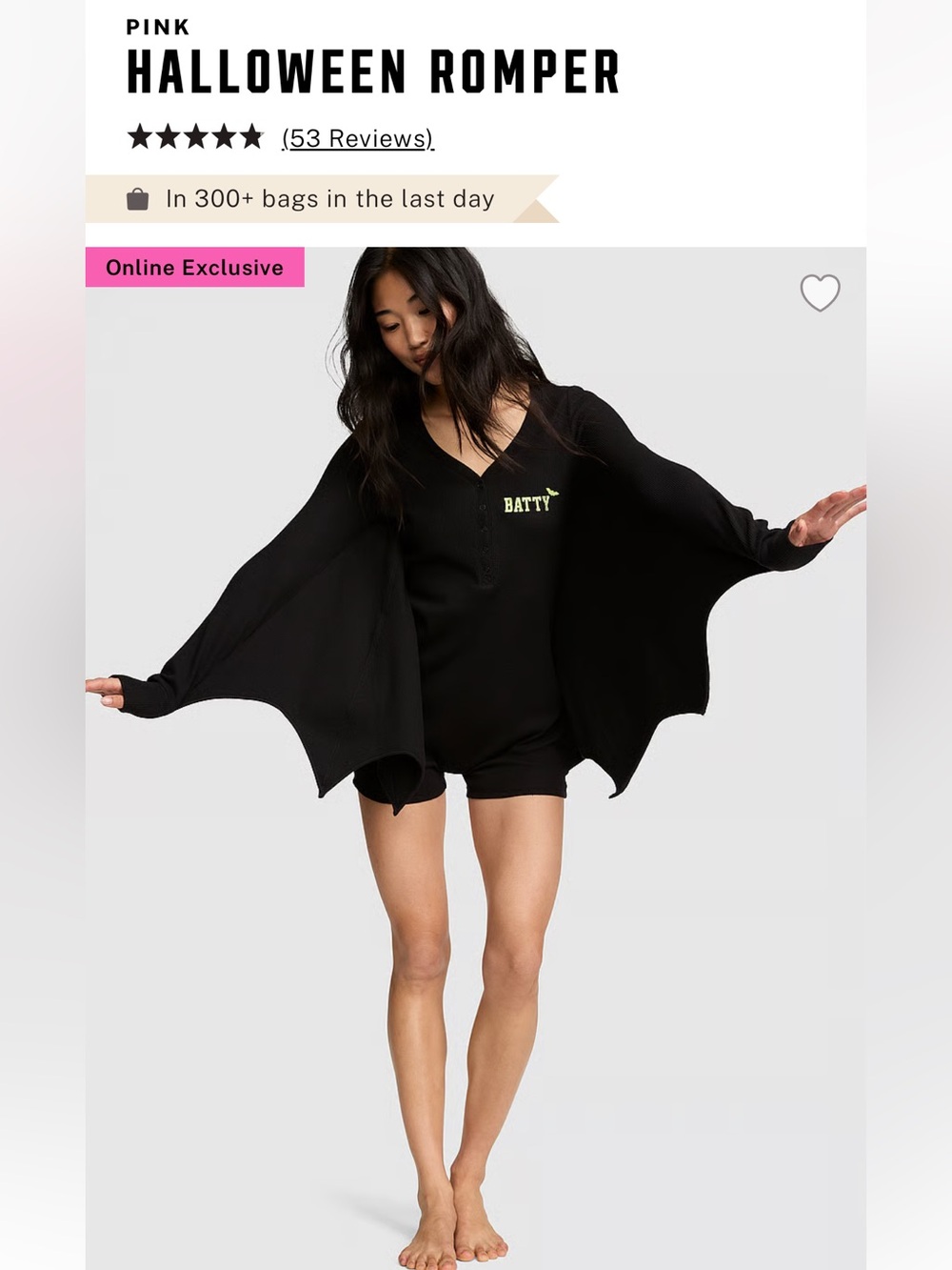 Victoria’s Secret PINK Halloween Romper Bat
